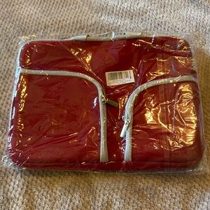 Red Laptop Sleeve with Dual Zipper Pockets